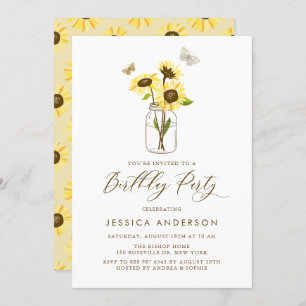 Gelbe Sonnenblumen in Mason Jar Geburtstagsparty Einladung