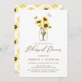 Gelbe Sonnenblumen in Mason Jar Probe Abendessen Einladung (Vorne/Hinten)