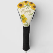 Gelbe Sonnenblumen individuelle Name Golf Headcover (Vorderseite)
