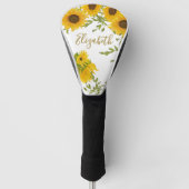 Gelbe Sonnenblumen individuelle Name Golf Headcover (Vorderseite)