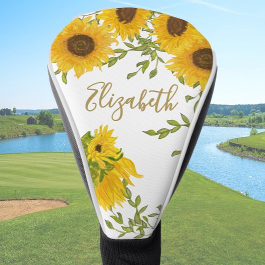 Gelbe Sonnenblumen individuelle Name Golf Headcover