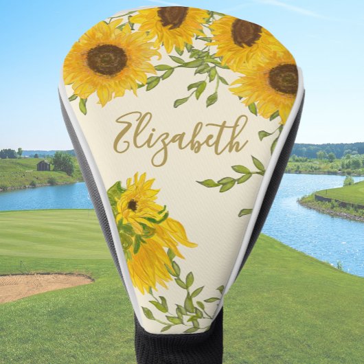 Gelbe Sonnenblumen individuelle Name Golf Headcover