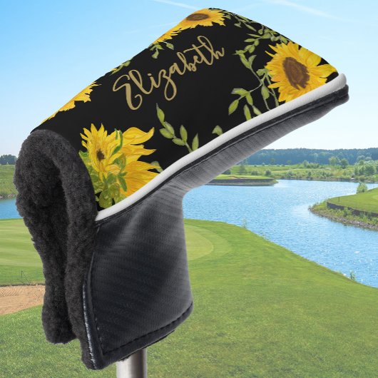 Gelbe Sonnenblumen individuelle Name Golf Headcover