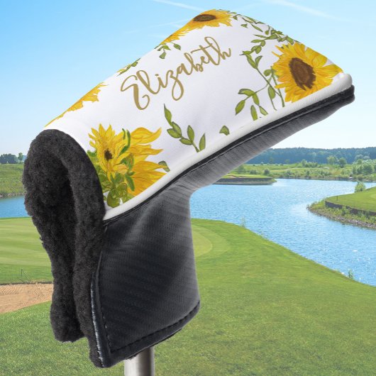 Gelbe Sonnenblumen individuelle Name Golf Headcover