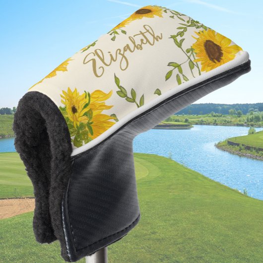 Gelbe Sonnenblumen individuelle Name Golf Headcover