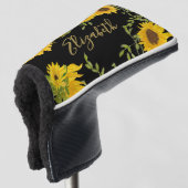 Gelbe Sonnenblumen individuelle Name Golf Headcover (3/4 Vorderseite)