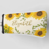 Gelbe Sonnenblumen individuelle Name Golf Headcover (Vorderseite)