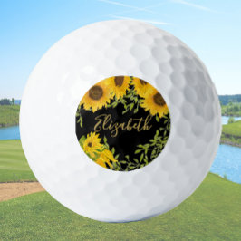Gelbe Sonnenblumen individuelle Name Golfball