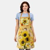 Gelbe Sonnenblumen Karierter Karo Genießeres Koche Schürze (Getragen)