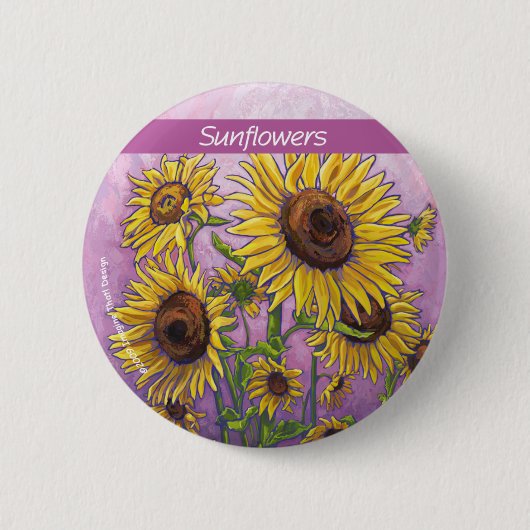 Gelbe Sonnenblumen Kunst Button (Vorderseite)