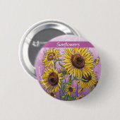 Gelbe Sonnenblumen Kunst Button (Vorne & Hinten)