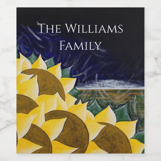 Gelbe Sonnenblumen Kunst Weinetikett (Einzelnes Label)