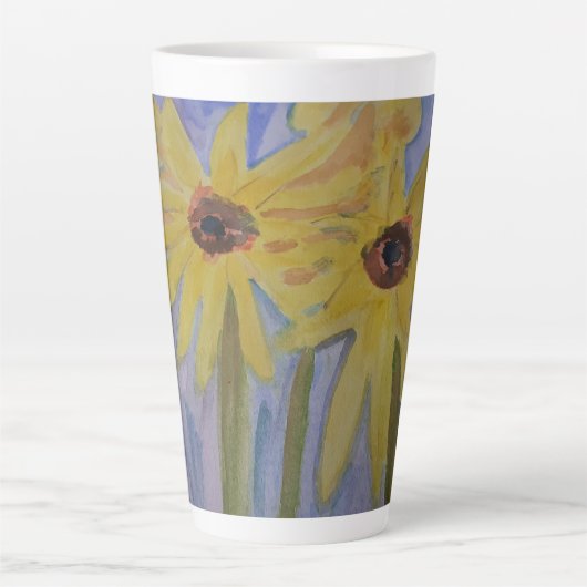 Gelbe Sonnenblumen Latte Tasse (Vorderseite)
