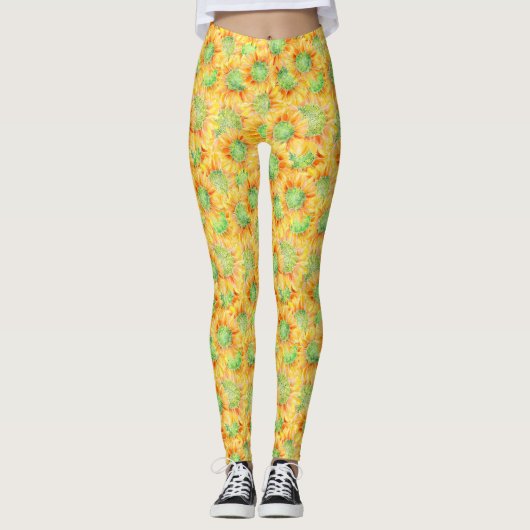 Gelbe Sonnenblumen Leggings (Vorderseite)