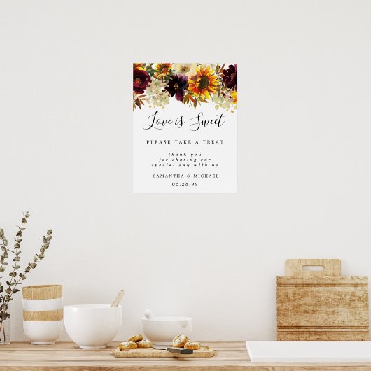 Gelbe Sonnenblumen Liebe ist Sweet Dessert Bar Sig Poster (Küche)