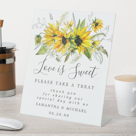 Gelbe Sonnenblumen Liebe ist Sweet Dessert Bar Sockelschild (In Situ)