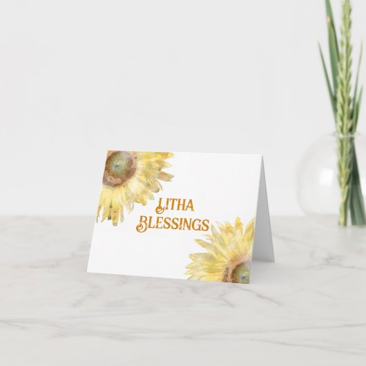 Gelbe Sonnenblumen Litha Sommer Solstice Segen Karte (Vorderseite)