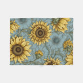 Gelbe Sonnenblumen mit blassblauem Hintergrund Fleecedecke (Vorderseite (Horizontal))