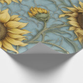 Gelbe Sonnenblumen mit blassblauem Hintergrund Geschenkpapier (Ecke)