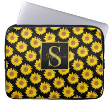 Gelbe Sonnenblumen Mit Monogramm Elektronik-Tasche
