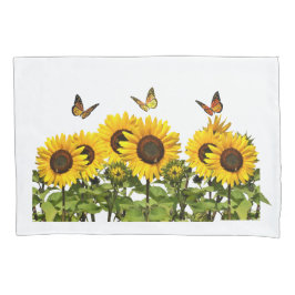 Gelbe Sonnenblumen mit Schmetterlingen Kissenbezug
