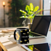 Gelbe Sonnenblumen mit schwarzen Hummeln Tasse