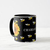 Gelbe Sonnenblumen mit schwarzen Hummeln Tasse (Vorderseite Links)