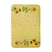 Gelbe Sonnenblumen mit Wasserregen fallen auf Glas Badematte (Vorderseite Vertikal)