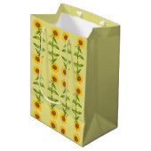 Gelbe Sonnenblumen mittlere Geschenktasche Mittlere Geschenktüte (Vorderseite Schrägansicht)