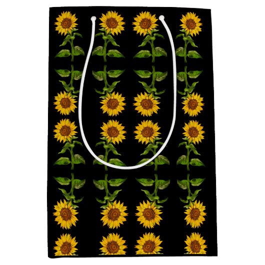 Gelbe Sonnenblumen mittlere Geschenktasche Mittlere Geschenktüte (Vorderseite)