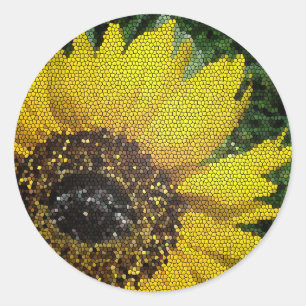 Gelbe Sonnenblumen-Mosaik Nahaufnahme Florales Des Runder Aufkleber
