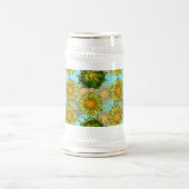 Gelbe Sonnenblumen Muster mit Foliage und Buds Bierglas (Mittel)