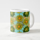 Gelbe Sonnenblumen Muster mit Foliage und Buds Jumbo-Tasse (Vorderseite Rechts)