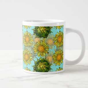 Gelbe Sonnenblumen Muster mit Foliage und Buds Jumbo-Tasse