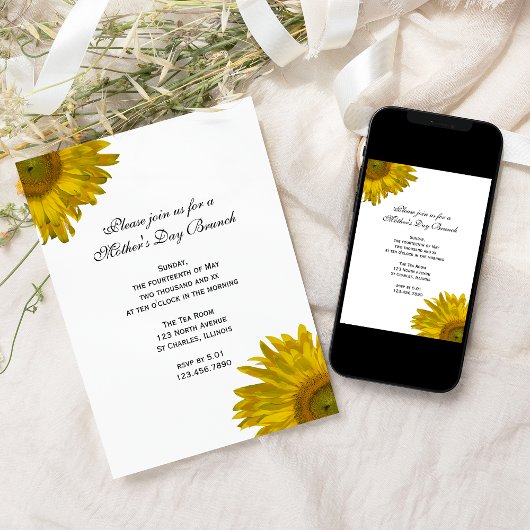 Gelbe Sonnenblumen Mütter Tag Brunch Einladung