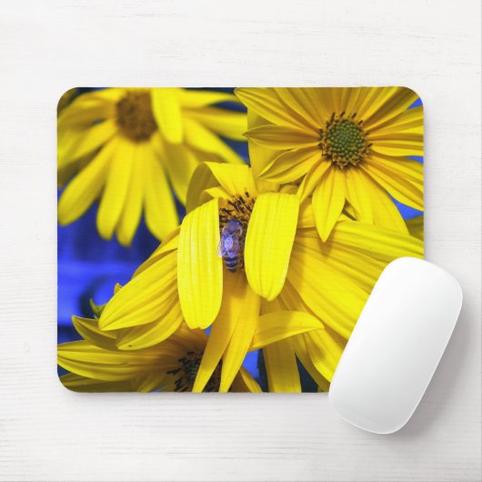 Gelbe Sonnenblumen N Blaue Bienenmousepad Mousepad (Mit Mouse)