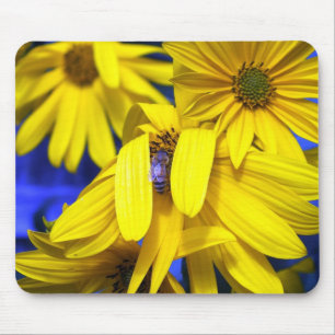 Gelbe Sonnenblumen N Blaue Bienenmousepad Mousepad