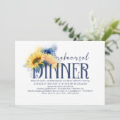 Gelbe Sonnenblumen Navy Blue Fall Probe Abendessen Einladung (Stehend Vorderseite)