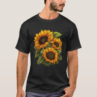 Gelbe Sonnenblumen Niedliche Sommer-Blume Blumenbe T-Shirt