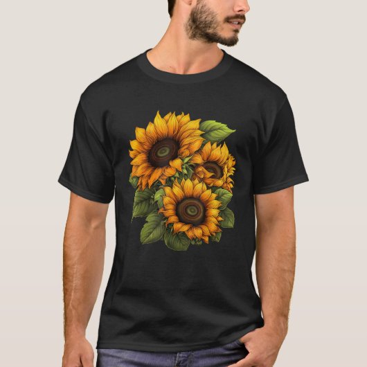 Gelbe Sonnenblumen Niedliche Sommer-Blume Blumenbe T-Shirt (Vorderseite)