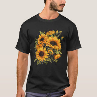 Gelbe Sonnenblumen Niedliche Sommer-Blume Blumenbe T-Shirt