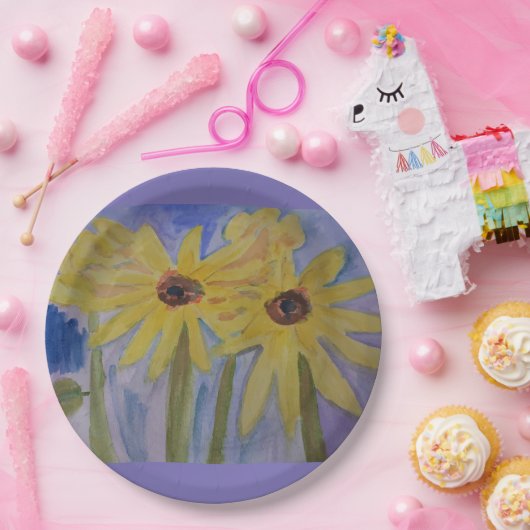 Gelbe Sonnenblumen Papier Teller (Party)