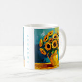 Gelbe Sonnenblumen Personalisiert Kaffeetasse (VorderseiteRechts)