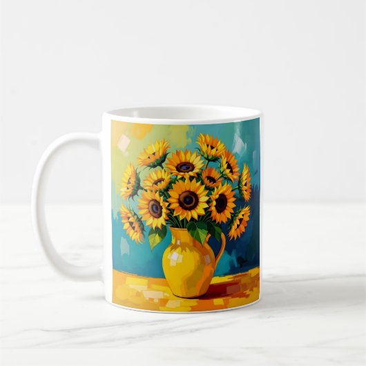 Gelbe Sonnenblumen Personalisiert Kaffeetasse (Links)
