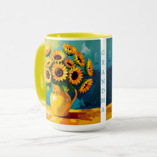 Gelbe Sonnenblumen Personalisiert Tasse (Vorderseite Links)