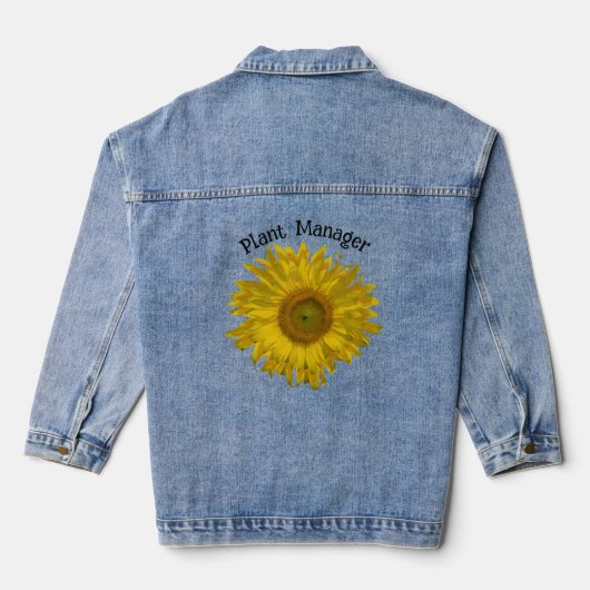 Gelbe Sonnenblumen-Pflanze Jeansjacke (Rückseite)