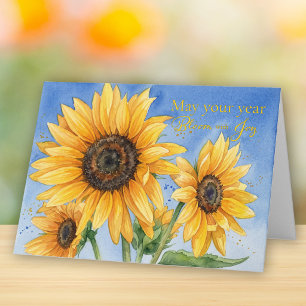 Gelbe Sonnenblumen Rosh-Haschana-Wünsche Karte