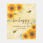 Gelbe Sonnenblumen Rustikales Hochzeitspaar Fleecedecke (Vorderseite)