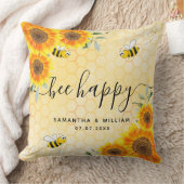 Gelbe Sonnenblumen Rustikales Hochzeitspaar Kissen (Decke)