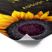 Gelbe Sonnenblumen rustikales Holz Begrüßungszeich Poster (Ecke)